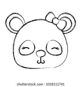 grunge shy panda head female wild animal