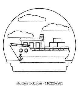 grunge side ship transport with containers cargo