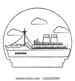 grunge side ship transport with delivery containers
