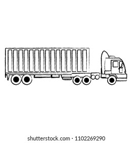 grunge side truck transport with container cargo