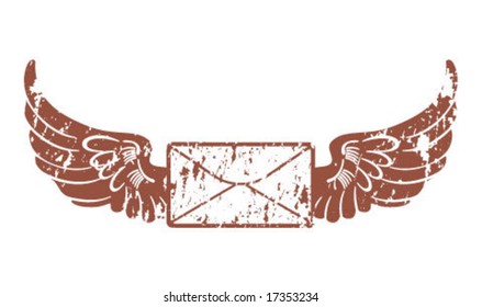 Grunge Side Wings Mail Envelope