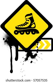 Grunge sign with roller skates.