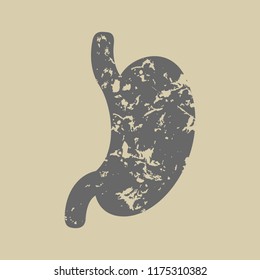 Grunge silhouette of stomach vector icon.