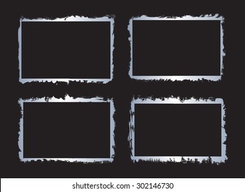 Grunge silver circles.Grunge silver frame set.Vector illustration.