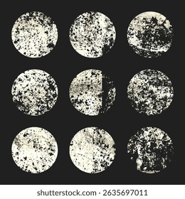 Grunge silver foil, shiny handmade circles. Golden glittering texture, pattern. Luxury shining hand drawn background. Wedding, greeting card decoration elements. Modern art. Vector illustration