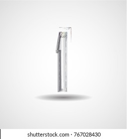 Grunge silver Number Design . Dirty Textured fonts. Vector Illustration.