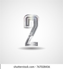 Grunge silver Number Design . Dirty Textured fonts. Vector Illustration.