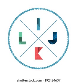 Grunge Simple Abstract Colorful Alphabet - Flat Design - Vector Illustration - Web Design - Advertising Element