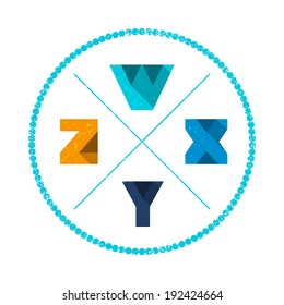 Grunge Simple Abstract Colorful Alphabet - Flat Design - Vector Illustration - Web Design - Advertising Element