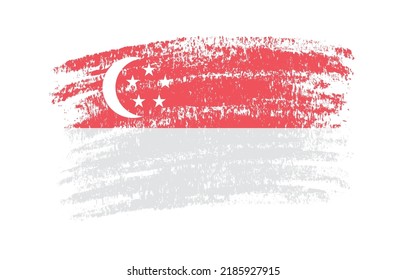 Grunge Singapore flag.Brush stroke Singapore flag.