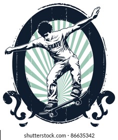 grunge skate shield with rider jumping