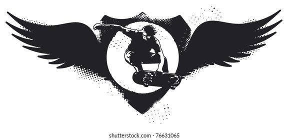 grunge skate shield with wings