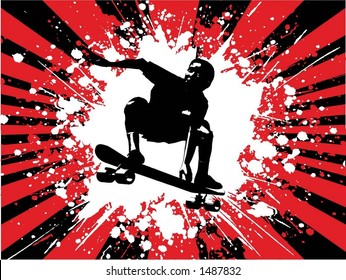 Grunge skateboarder - vector