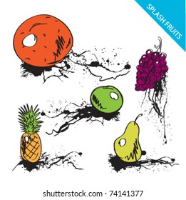 grunge sketch fruit set