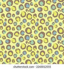 Grunge Sketch Hand Drawn Brush Circles Pastel Yellow Vector Seamless Pattern
