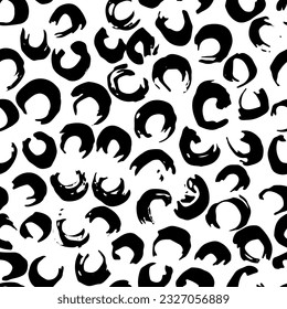 Grunge Sketch Hand Drawn Brush Circles Vector Seamless Pattern