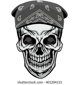 grunge skull in bandana coat of arms