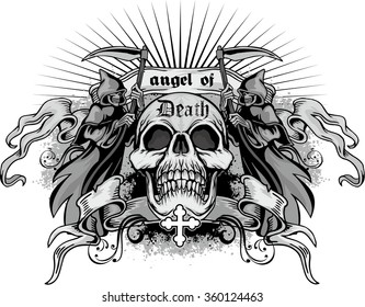 grunge skull, chevron,coat of arms