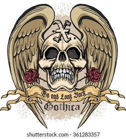 grunge skull coat of arms
