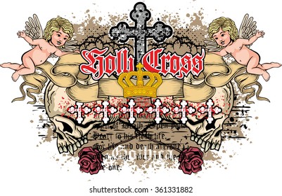 grunge skull coat of arms
