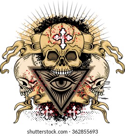 grunge skull coat of arms
