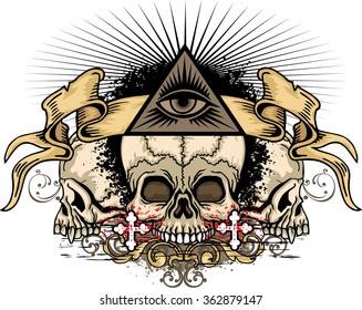 grunge skull coat of arms
