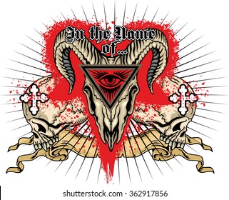 grunge skull coat of arms