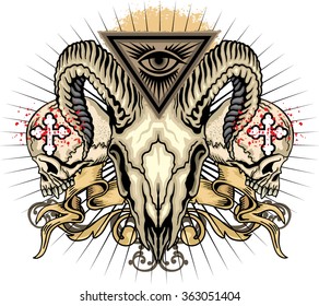 grunge skull coat of arms 