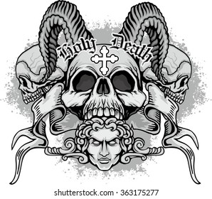 grunge skull coat of arms
