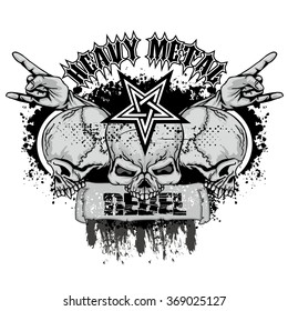 grunge skull coat of arms