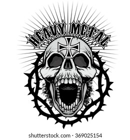 grunge skull coat of arms