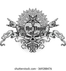 grunge skull coat of arms