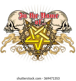 grunge skull coat of arms