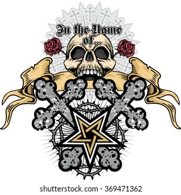 grunge skull coat of arms