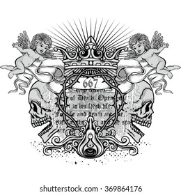 grunge skull coat of arms