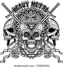 grunge skull coat of arms