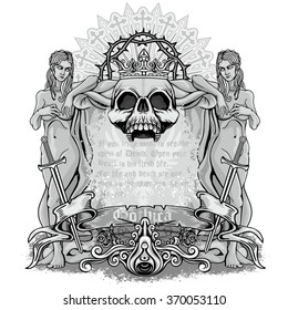 grunge skull coat of arms