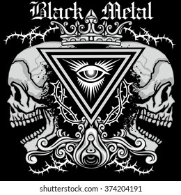 grunge skull coat of arms