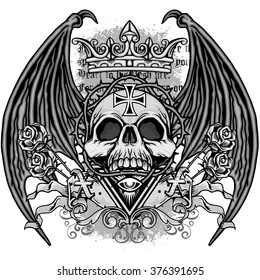 grunge skull coat of arms