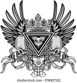 grunge skull coat of arms