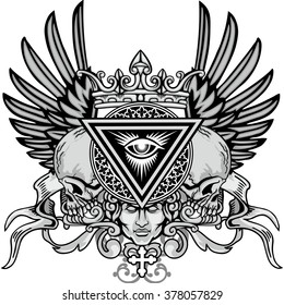 grunge skull coat of arms