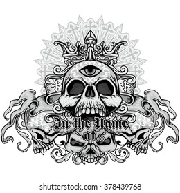 grunge skull coat of arms