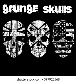 grunge skull coat of arms with flags design t-shirts