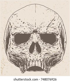 grunge skull face looked up 