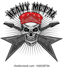 grunge skull  with guitars coat of arms