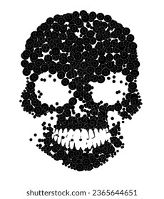 Grunge skull head, black and white color. Day of the dead and Halloween horror icon. Vector illustration 