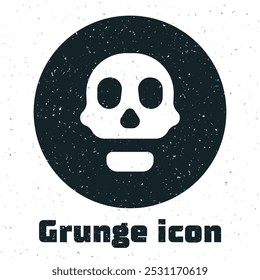 Grunge Skull icon isolated on white background. Happy Halloween party. Monochrome vintage drawing. Vector