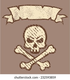Grunge Skull n Bones Vector Label
