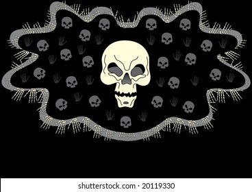 grunge skull on the black dead spot