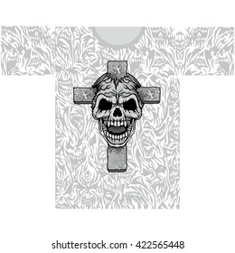 grunge skull on skull texture-vintage design t-shirts